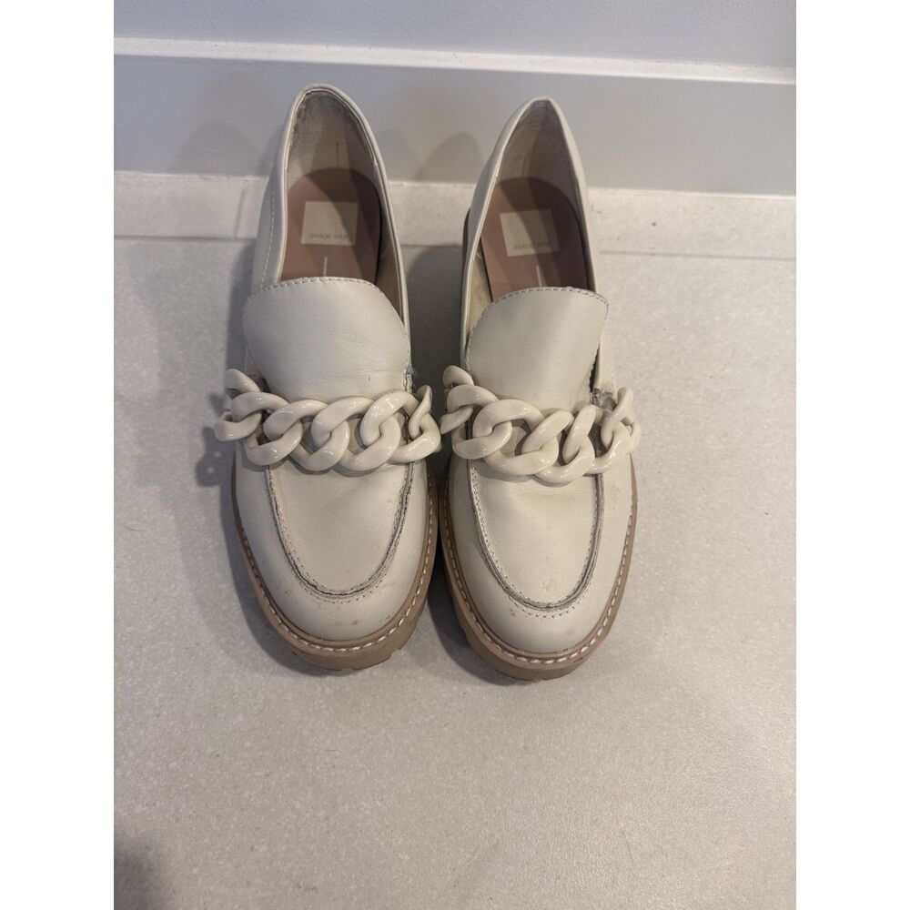 Dolce Vita Chain Loafers Cream Leather Platform Loafers Size 10